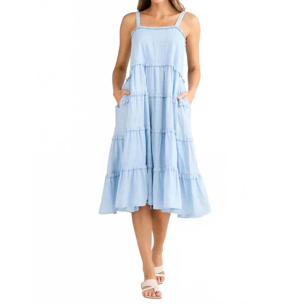 NEW HOLIDAY alita dress in blue self stripe
